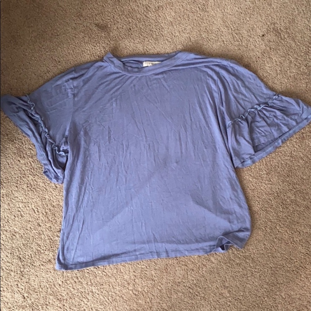 soft babydoll sleeve lilac blue shirt